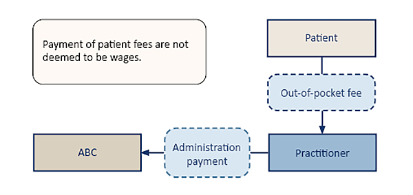 Flowchart showing out-of-pocket fees being paid directly to a practitioner